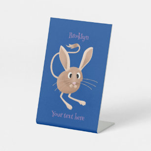 Cute long eared jerboa cartoon illustration pedestal sign