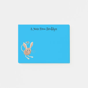 Cute long eared jerboa cartoon illustration post-it notes