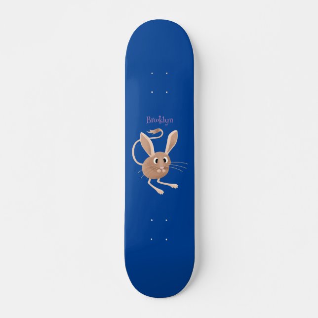 Cute long eared jerboa cartoon illustration skateboard (Front)