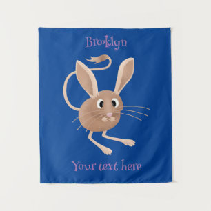 Cute long eared jerboa cartoon illustration tapestry