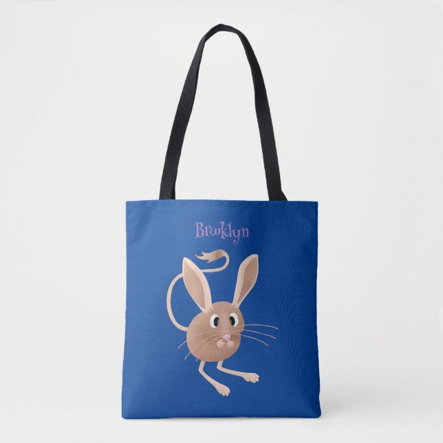 Cute long eared jerboa cartoon illustration tote bag (Front)