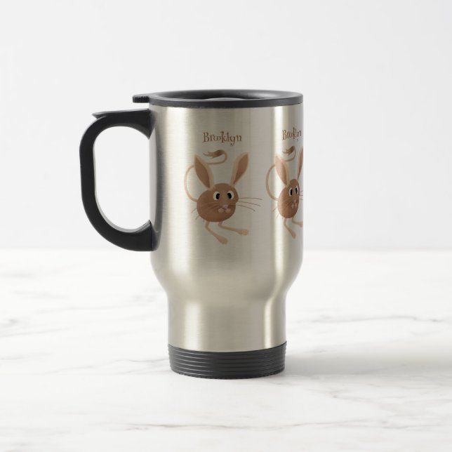 Cute long eared jerboa cartoon illustration travel mug (Left)