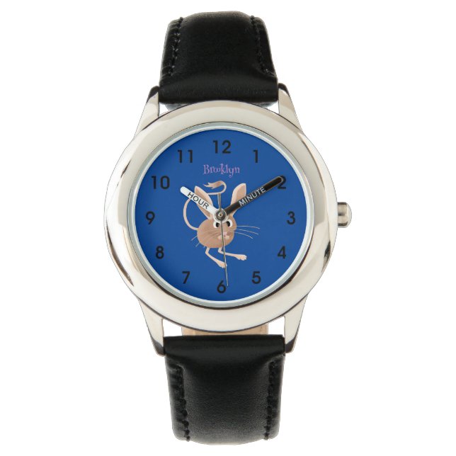 Cute long eared jerboa cartoon illustration watch (Front)