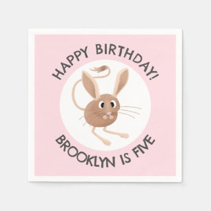 Cute long eared jerboa personalised birthday napkin