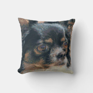 Cute Long Hair Chihuahua Artwork Square Cushion