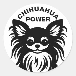 Cute long-haired Chihuahua cartoon Classic Round Sticker