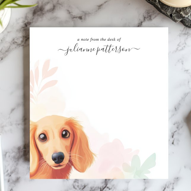 Cute Long Haired Dachshund Dog Personalised Name Notepad (Creator Uploaded)