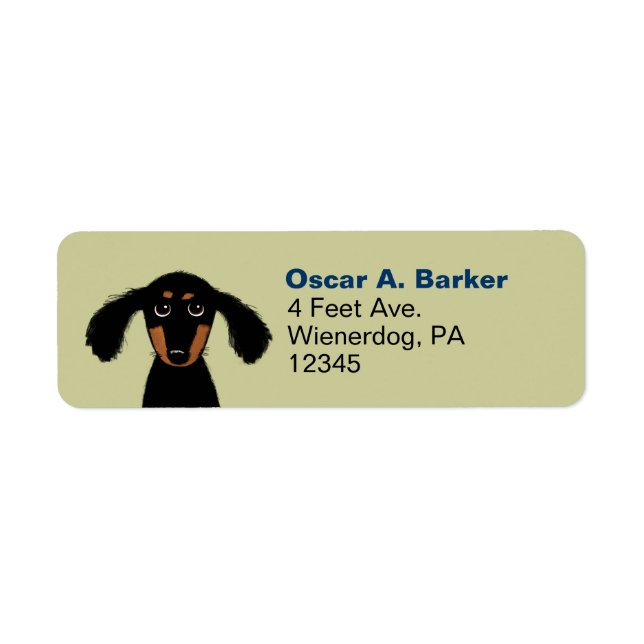 Cute Long Haired Dachshund Dog Return Address Label (Front)
