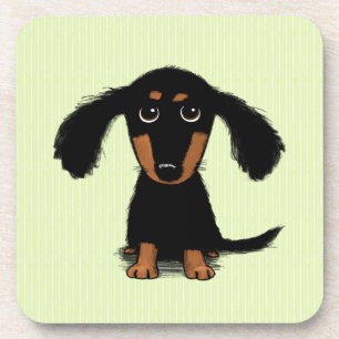 Cute Long Haired Dachshund Puppy Coaster