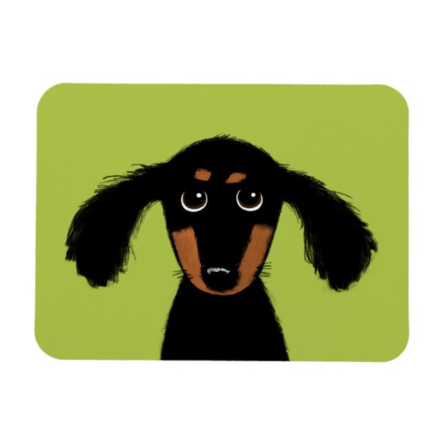 Cute Long Haired Dachshund Puppy Magnet (Horizontal)
