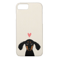 Cute Long Haired Dachshund Puppy with Heart