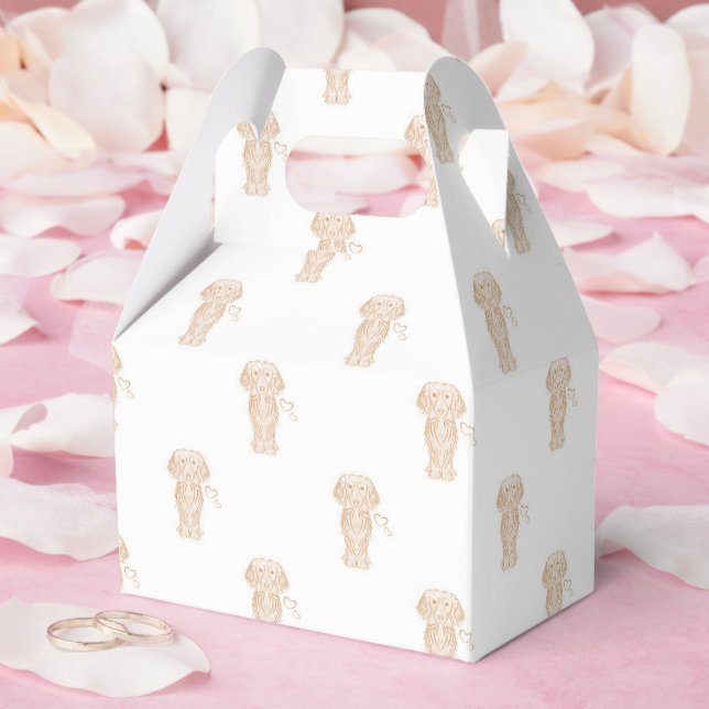 Cute Long Haired Dachshund Sausage Dog Favour Box (Wedding)