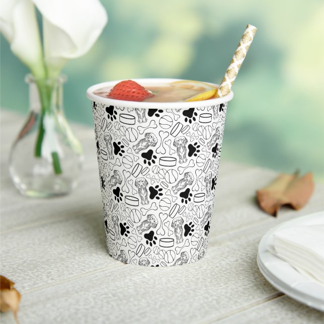 Cute Long Haired Dachshund Sausage Dog Paper Cups (Insitu)
