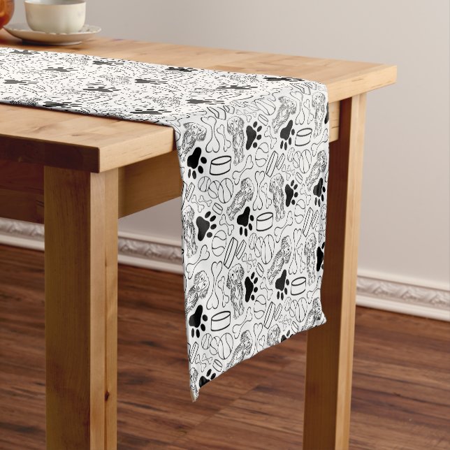 Cute Long Haired Dachshund Sausage Dog Short Table Runner (In Situ)