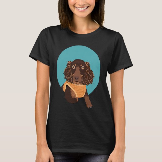 Cute Long Haired Dachshund T-Shirt (Front)