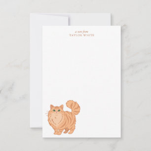 Cute Long Haired Orange Tabby Cat Thank You Card