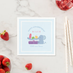 Cute Long-Nosed Elephant & Gifts Paper Napkins