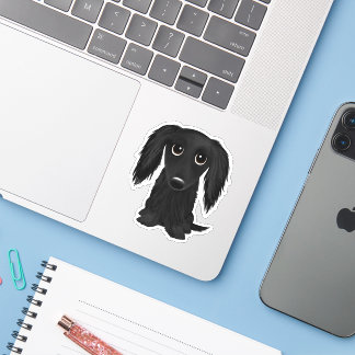 Cute Longhaired Black Dachshund Cartoon