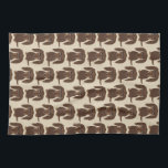Cute Longhaired Chocolate Brown Dachshund Pattern Tea Towel<br><div class="desc">Wiener Dog Lover's Kitchen Towel</div>