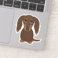 Cute Longhaired Chocolate Dachshund Cartoon Dog