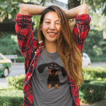 Cute Longhaired Dachshund Puppy Dog Cartoon T-Shirt<br><div class="desc">Funny Black and Tan Longhaired Dachshund Puppy Dog. This cute cartoon Wiener Dog t-shirt is available in many styles for women,  men and kids. Visit Jenn's Doodle World for more apparel and gifts featuring this fun Weenie dog design.</div>