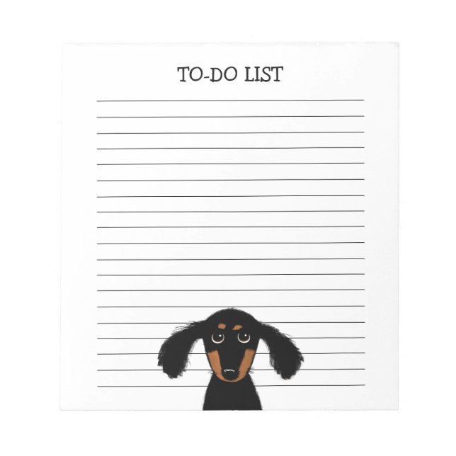 Cute Longhaired Dachshund Puppy Wiener Dog Lined Notepad (Front)