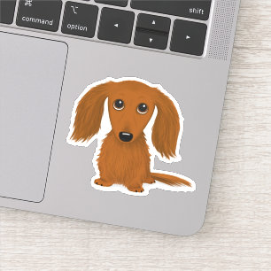 Cute Longhaired Red Dachshund Cartoon Dog