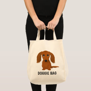 Cute Longhaired Red Dachshund Wiener Dog Lover's Tote Bag