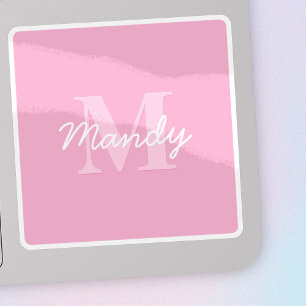 Cute Looking Cursive Name & Monogram Pink