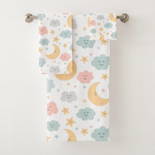 Cute Looking  in the Sky Pattern Bath Towel Set