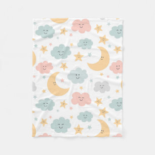 Cute Looking  in the Sky Pattern Fleece Blanket