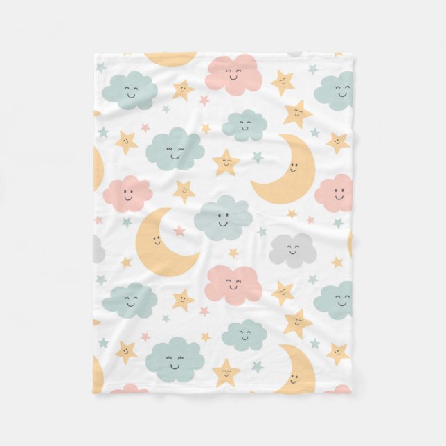 Cute Looking  in the Sky Pattern Fleece Blanket (Front)