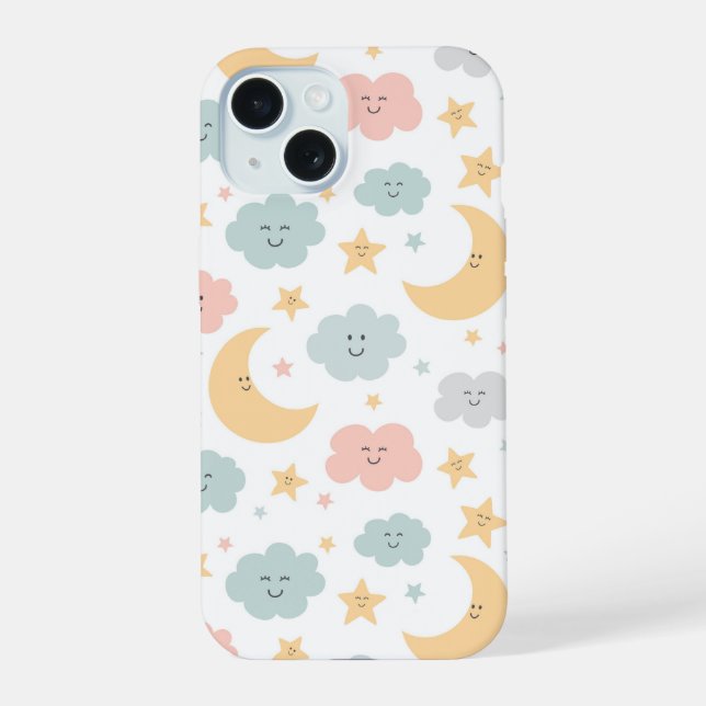 Cute Looking  in the Sky Pattern iPhone 15 Case (Back)