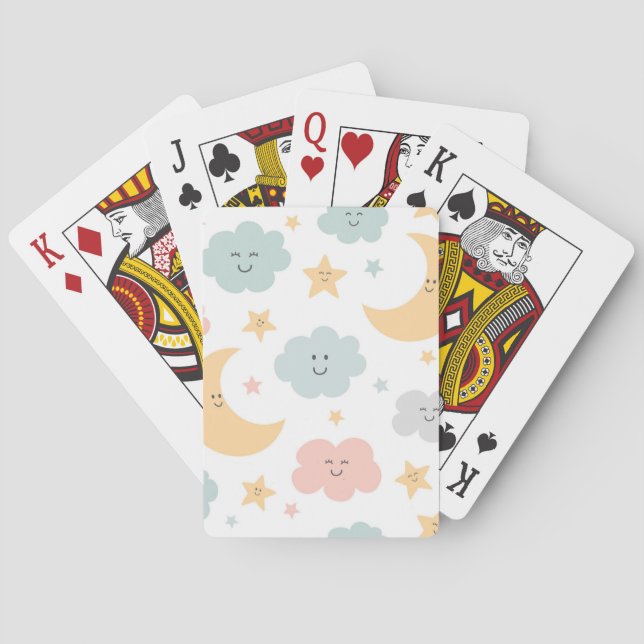 Cute Looking  in the Sky Pattern Playing Cards (Back)