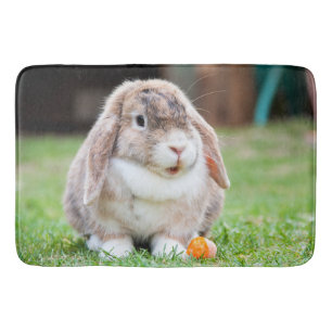 Cute lop-eared rabbit  bath mat
