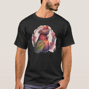 Cute Lorykeet Parrot Red Lory Bird Flower Crown Pe T-Shirt
