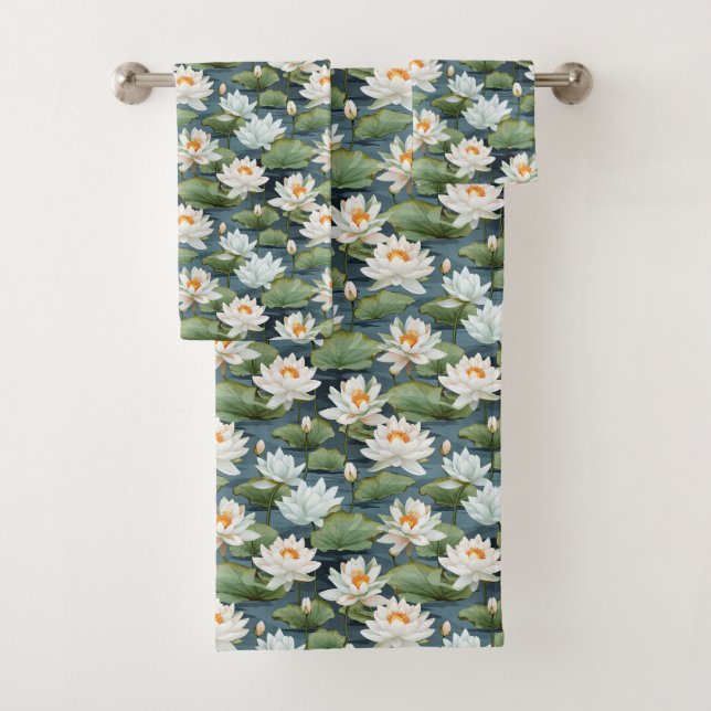 Cute Lotus flower lovers tiled pattern  Bath Towel Set (Insitu)