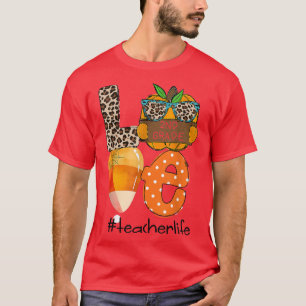 Cute Love 2nd Grade Teacher Life Halloween Fall Ca T-Shirt