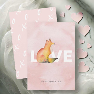 Cute Love and Fox Kids Valentines Cards