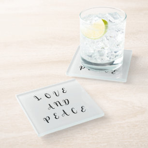 Cute Love And Peace Glass Coaster