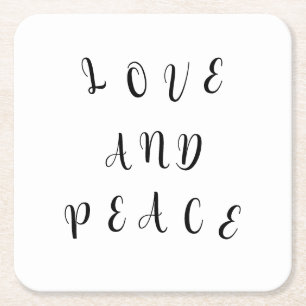 Cute Love And Peace Square Paper Coaster