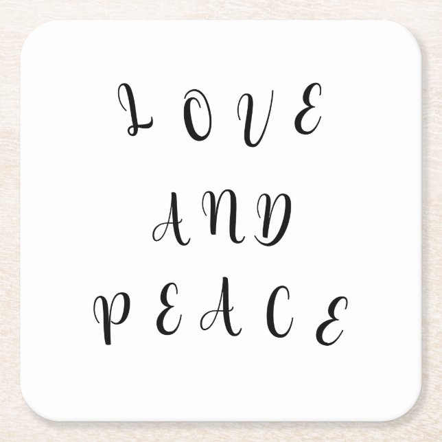 Cute Love And Peace Square Paper Coaster (Front)