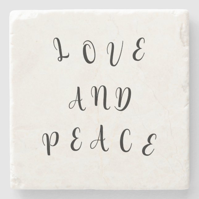Cute Love And Peace Stone Coaster (Front)