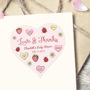 Cute Love and Thanks Valentine's Day Baby Shower Heart Sticker