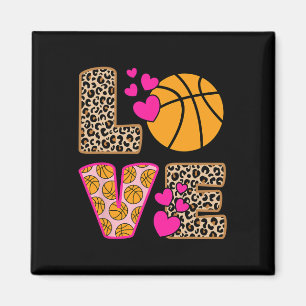 Cute Love Basketball Leopard Print Women Girls Bas Magnet