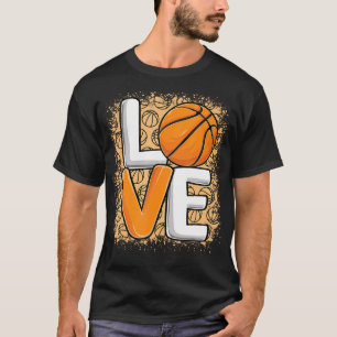 Cute Love Basketball Print Women Girls Basketball  T-Shirt