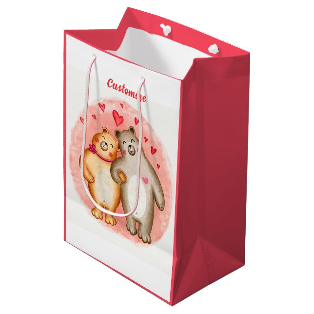 Cute Love Bears Medium Gift Bag (Front Angled)