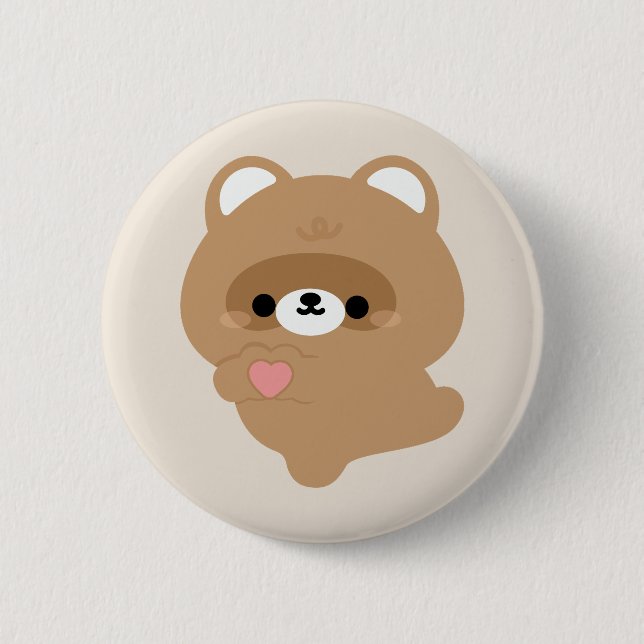 Cute Love Beaver  6 Cm Round Badge (Front)