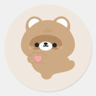 Cute Love Beaver Classic Round Sticker