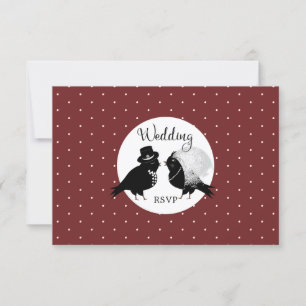 Cute Love Bird Bride Groom Elegant Invitation RSVP